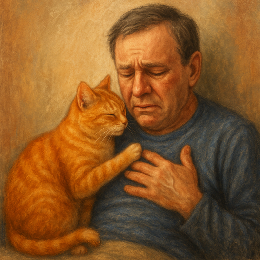 Rusty, a „szívőr” macska – amikor egy cirmos cica vigyáz a gazdája életére ❤️🐱