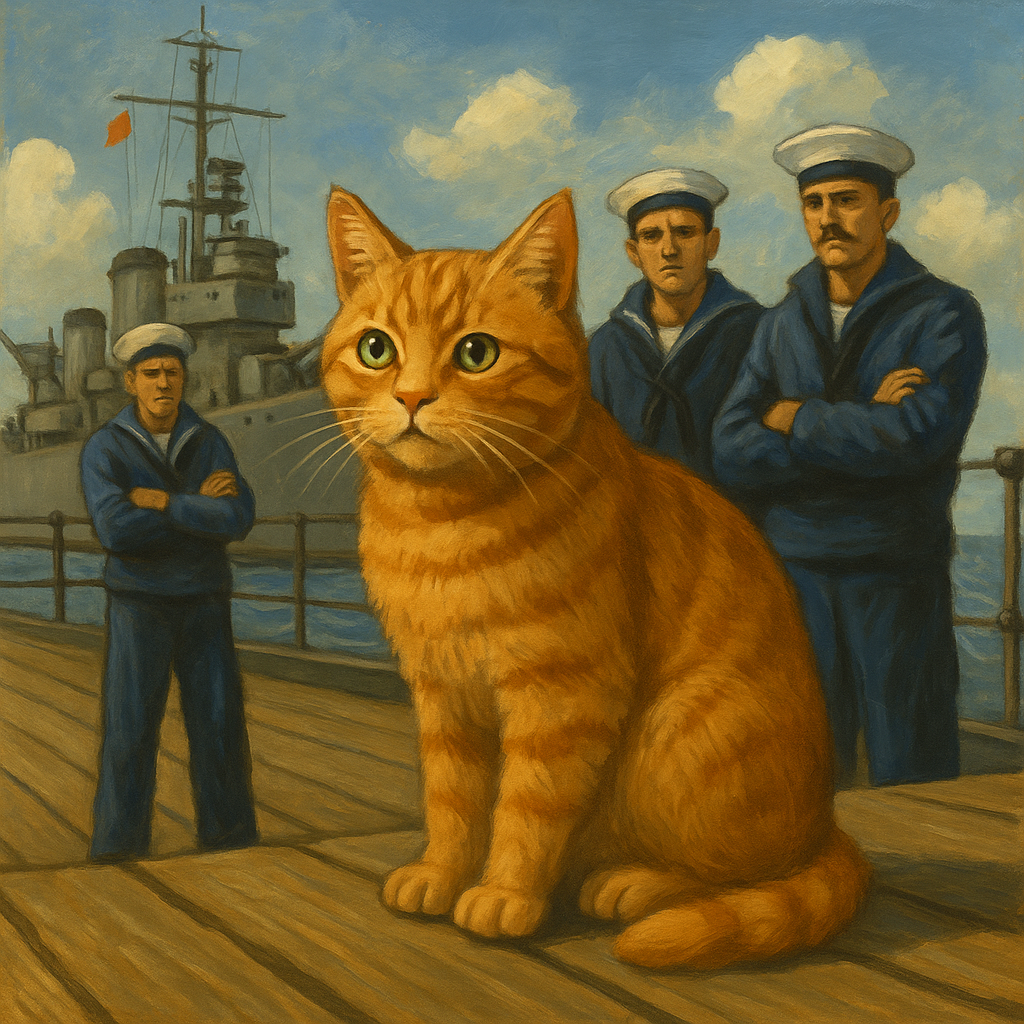 Félnótás („Half-wit”), a háborús macska – a négylábú matróz, aki megérezte a veszélyt 🐱⚓️